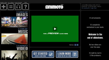 Animoto. Vídeos con fotos y música sincronizados